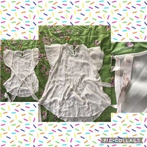 Melissa McCarthy white pleated tunic blouse 1X